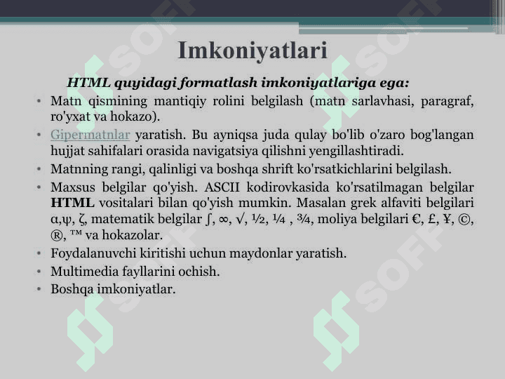 Statik veb sahifalar ishlab chiqish.HTML tili. 7