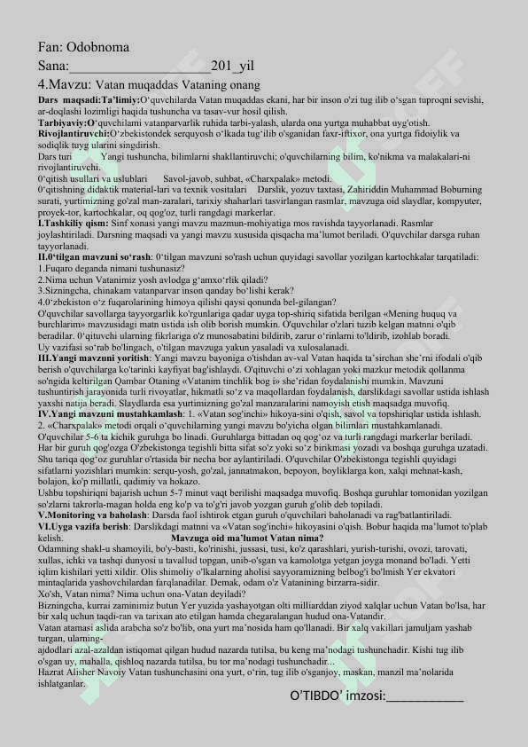 3-Sinf Odobnoma (konspekt) 4