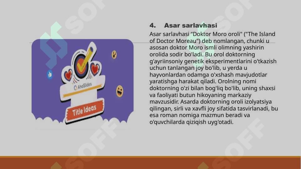 Herbert George Wells Doktor Moro Oroli  asari 4