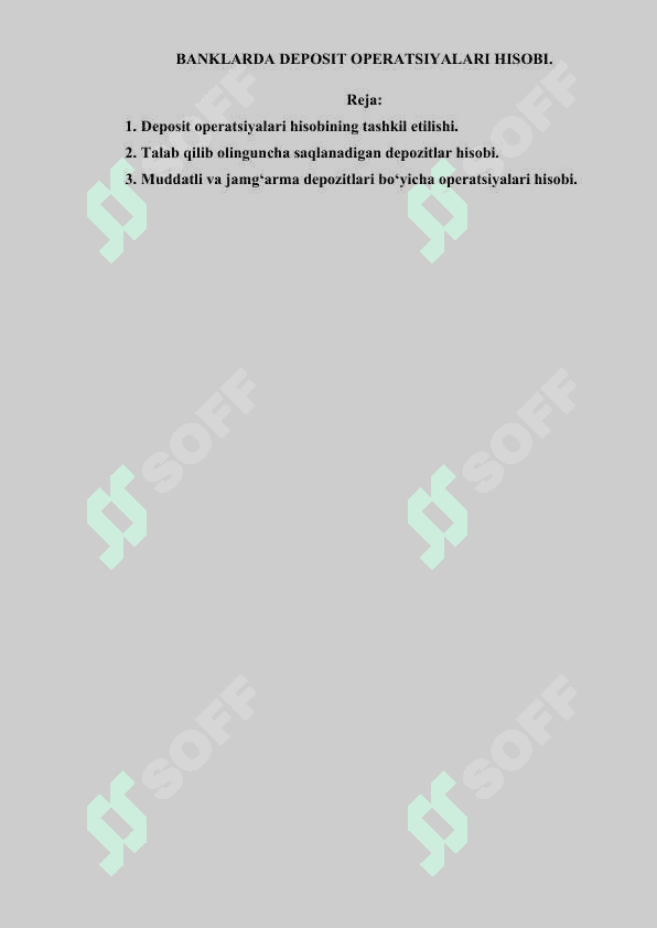BANKLARDA DEPOSIT OPERATSIYALARI HISOBI 2