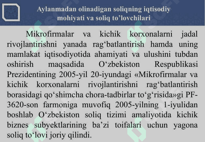 AYLANMADAN OLINADIGAN SOLIQ 5