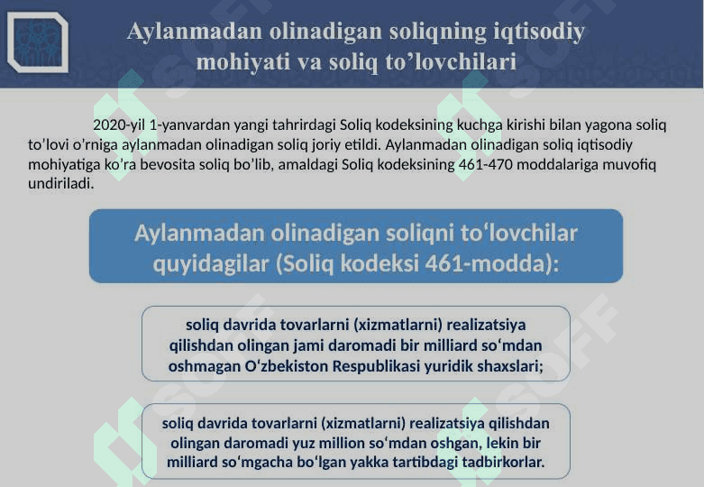 AYLANMADAN OLINADIGAN SOLIQ 7