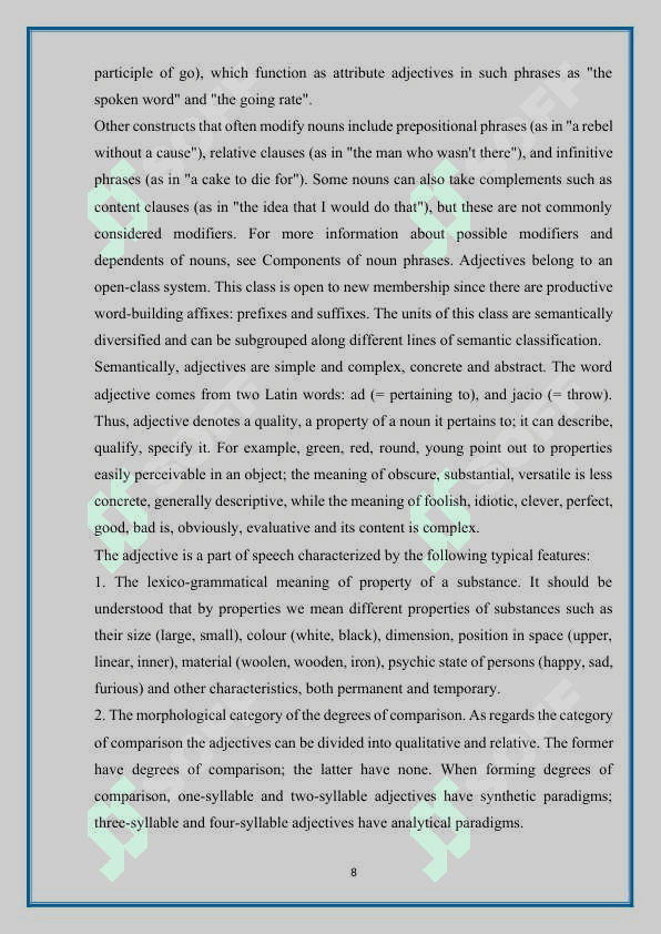 Adjective as a part of speech (kurs ishi, course work) 8