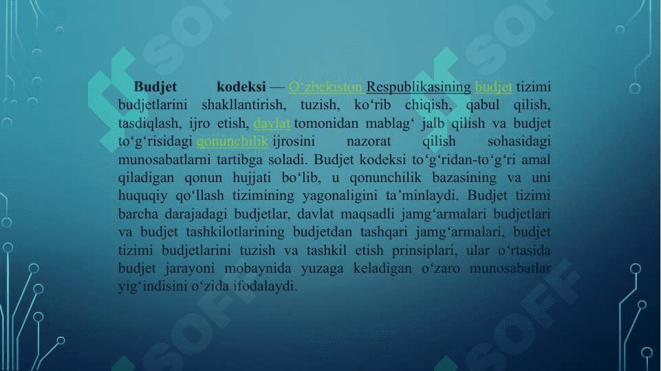 O’zbekiston Respublikasining  “Byudjet Kodeksi”mazmuni va ahamiyati 3