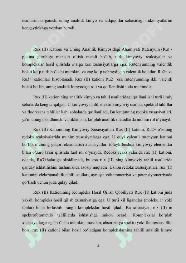 Rux (II) kationing analitik kimyosi 3