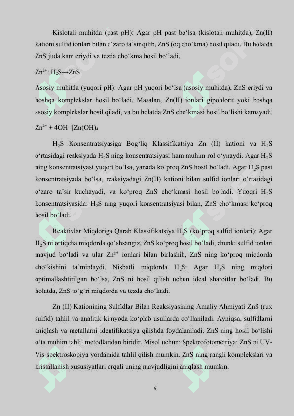 Rux (II) kationing analitik kimyosi 6
