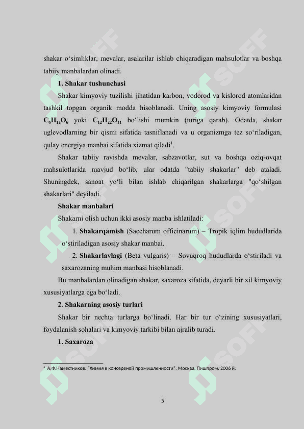 Shakarning inson organizmidagi ro‘li 5