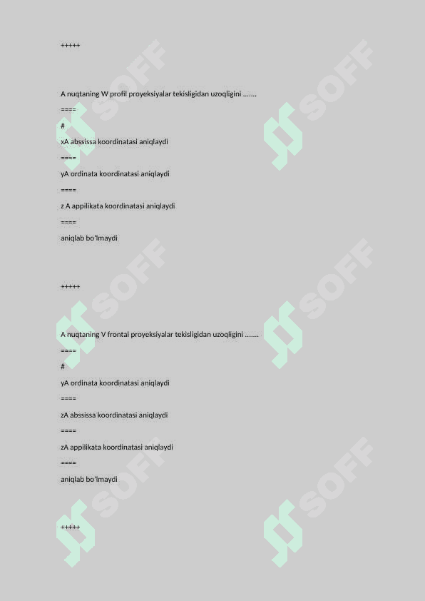 Muhandislik Grafikasidan Testlar (x variant) 7