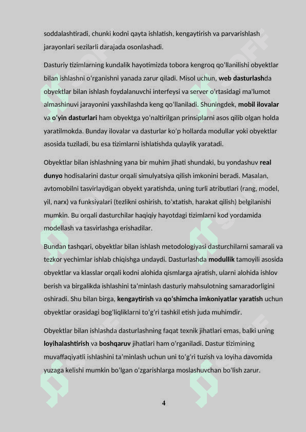 OBYEKTLAR BILAN ISHLASH 4