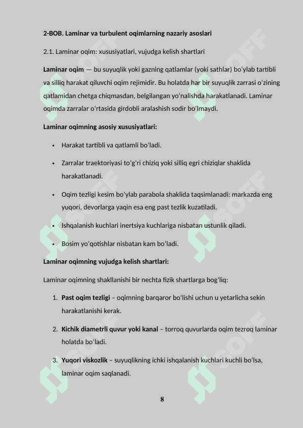 SUYUQLIK OQIMINING IKKI REJIMI 8