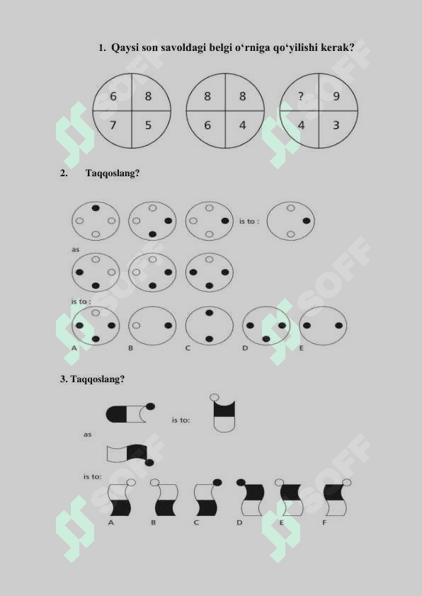 IQ test. Argos namunasida. 2