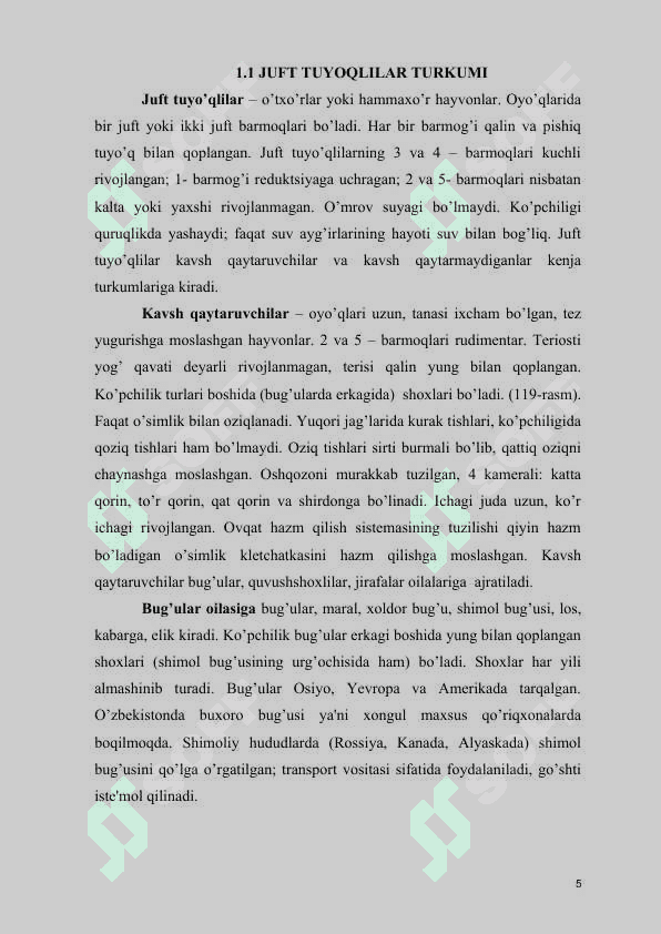 JUFT TUYOQLI SUT EMIZUVCHI HAYVONLARNING BIOLOGIK VA EKOLOGIK XUSUSIYATLARI 5