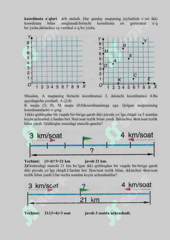 Koordinata burchagi. Nuqta koordinatasi. 3