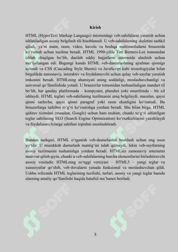 HTML tilida ishlatiladigan teglar haqida ma’lumot 3