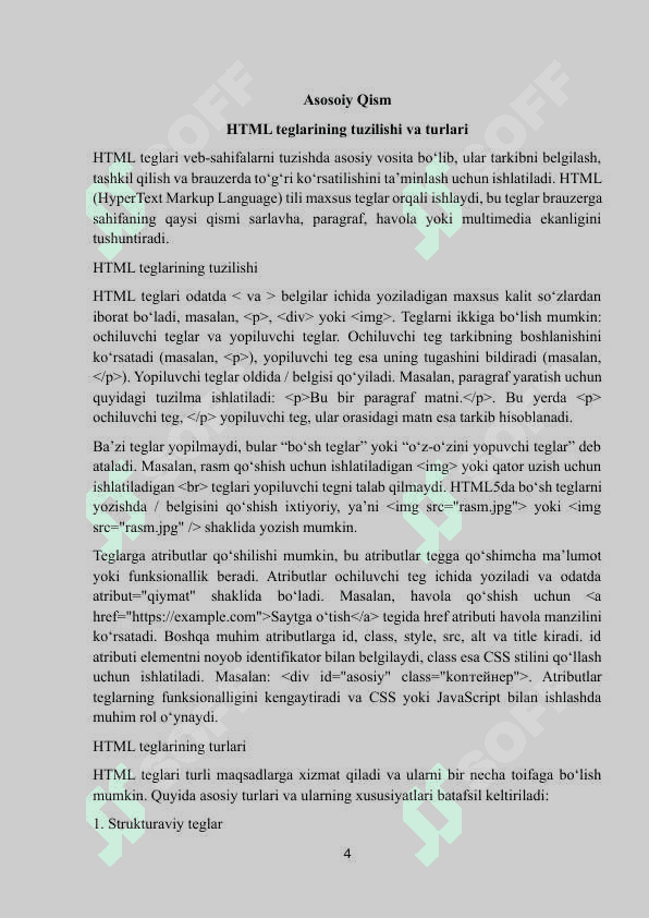 HTML tilida ishlatiladigan teglar haqida ma’lumot 4