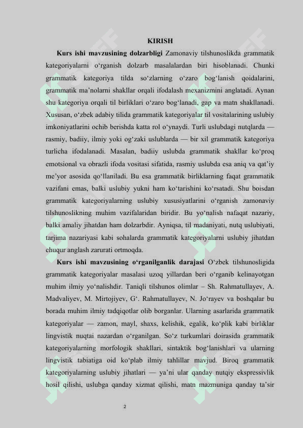 Grammatik kategoriyalar va ularning uslubiy xususiyatlari  kurs ishi 4