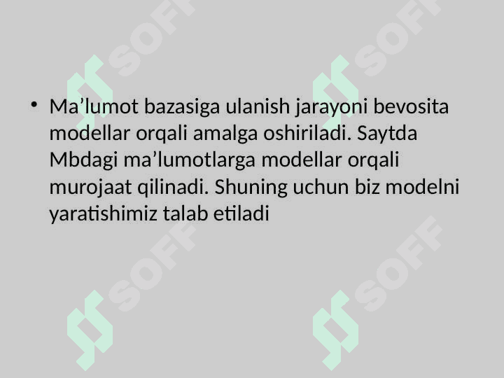 Freymvorkni sozlash. Ma’lumotlar bazalari bilan ishlash 4