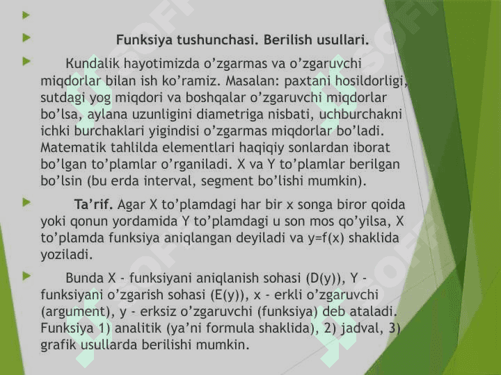 FUNKSIYA VA UNING LIMITI 5
