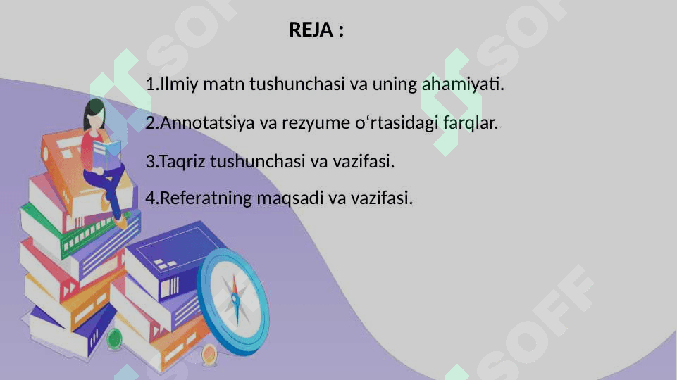 REZYUMI,ANNOTATSIYA,TAQRIZ,REFERAT VA BOSHQA  ILMIY MATNLAR USTIDA ISHLASH 2
