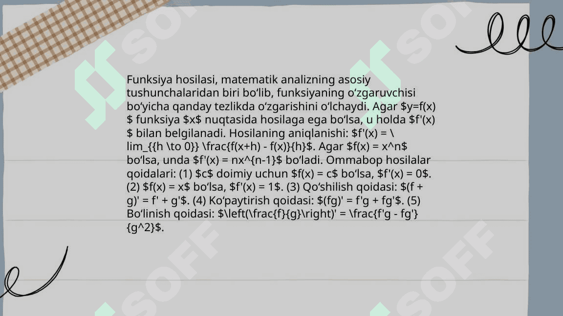 Murakkab funksiya hosilasi 4