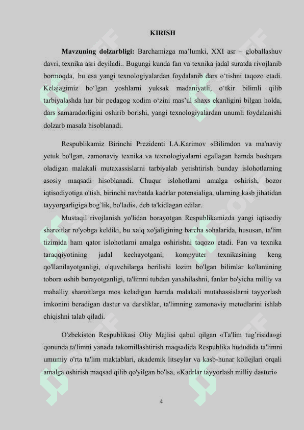 Informatika fanini o’qitishda innovatsion uslublarni ishlab chiqish va ularni dars jarayoniga tadbiq etish 4