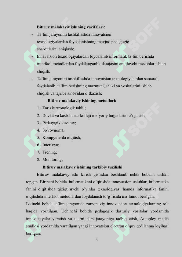 Informatika fanini o’qitishda innovatsion uslublarni ishlab chiqish va ularni dars jarayoniga tadbiq etish 6