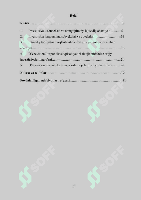 O’zbekiston Respublikasining Investitsion faoliyati 2