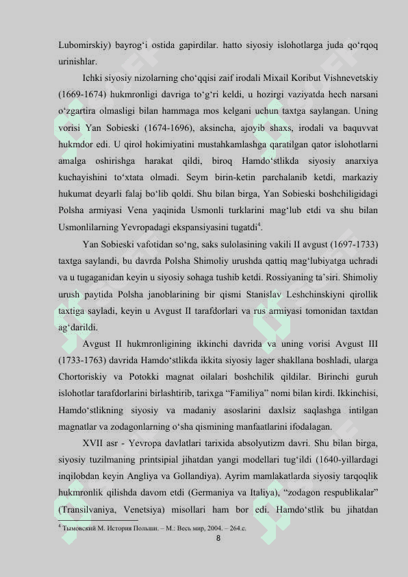 kurs ishi Polsha XVII-XIX asrlarda 8