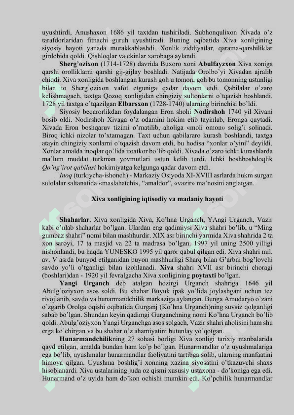 XVI - XVII ASRLARDA XIVA XONLIGI 3