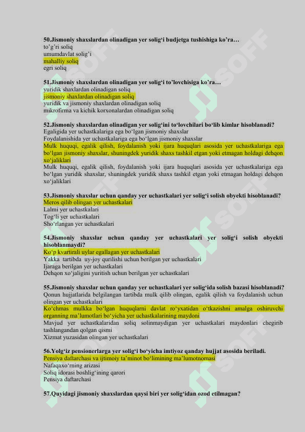 soliq testlar javoblari 8