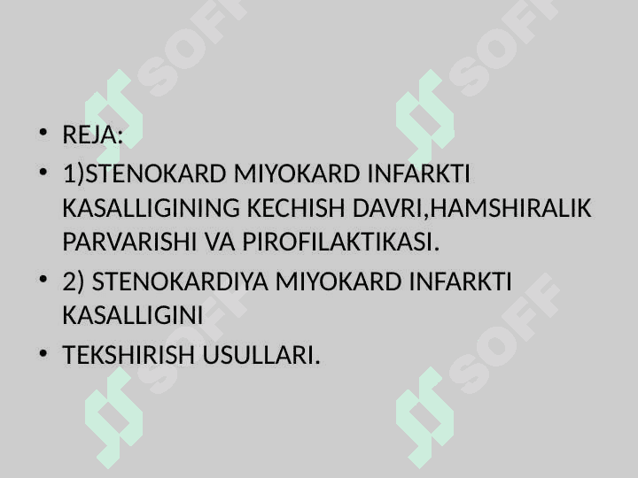 YURAK QON TOMIR KASALLIKLARI:YURAK ISHEMIK KASALLIKLARISTENOKARDIYA MIYOKART INFARKTIKASALLIGIDA HAMSHIRALIK ISHI 2