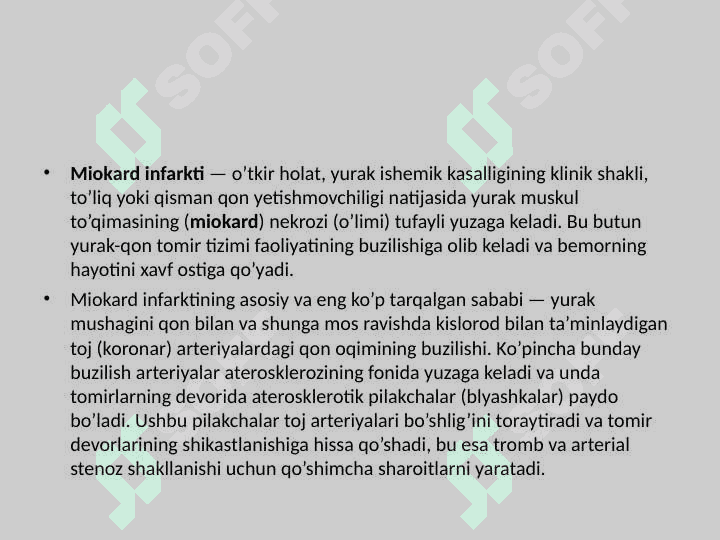 YURAK QON TOMIR KASALLIKLARI:YURAK ISHEMIK KASALLIKLARISTENOKARDIYA MIYOKART INFARKTIKASALLIGIDA HAMSHIRALIK ISHI 3