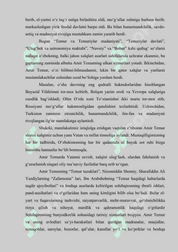 BUYUK SOHIBQIRON AMIR TEMUR – BUYUK DAVLAT ARBOBI 3