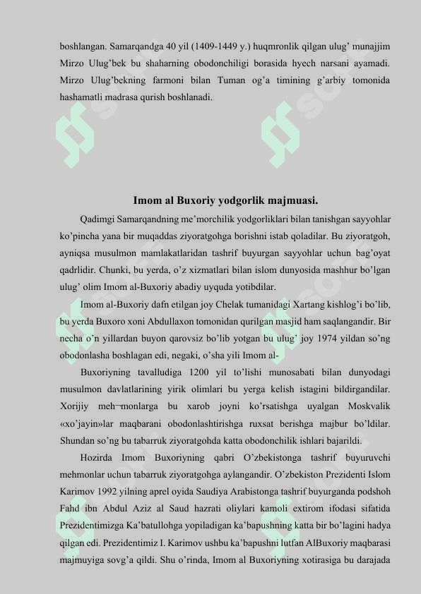 O’zbekiston me’morchiligida Samarqand tarixiy obidalari 7