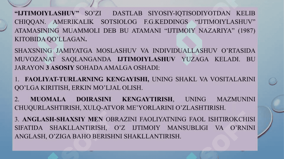 Shaxsning ijtimoiylashuv jarayoni 3
