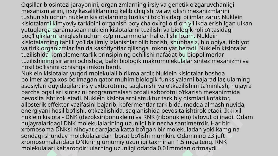 Hayotning molekulyar asoslari 7
