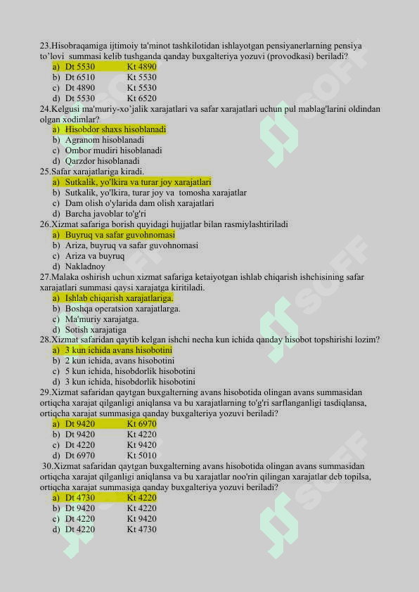 moliyaviy hisob test 4