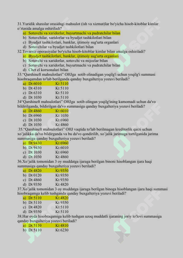 moliyaviy hisob test 5