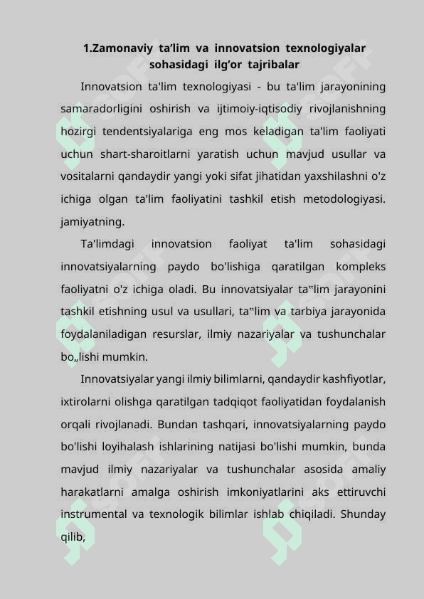 SOHANING INNOVATSION YANGILIKLARI 2