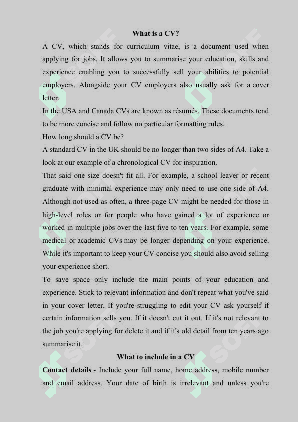 How to write CV 2