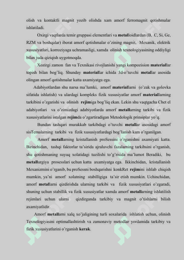 Amorf magnit materiallar va ularning xossalari 2