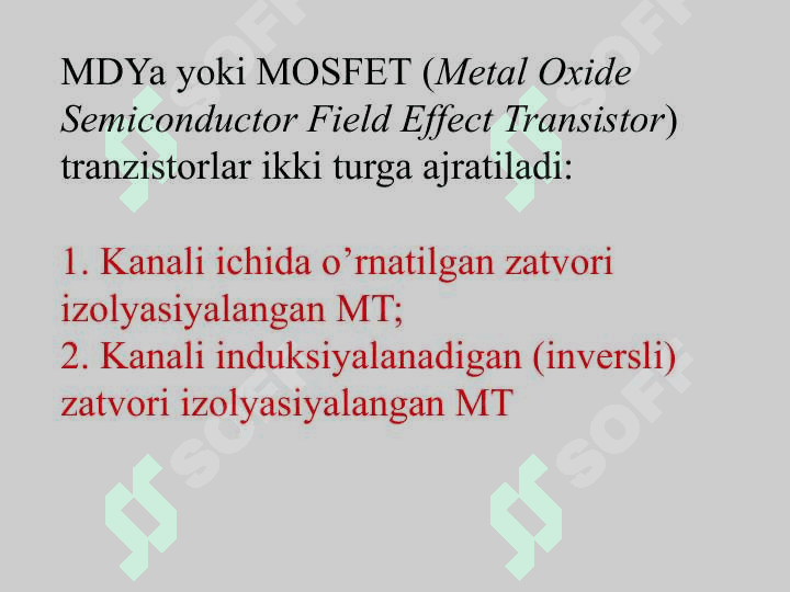 Maydonli tranzistorlar tuzilmalari 4