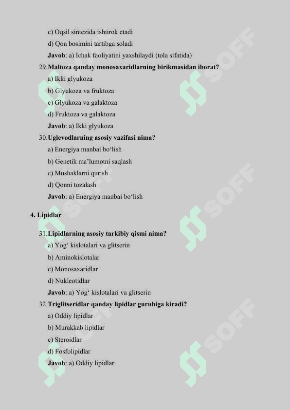 TIBBIY KIMYO FANIDAN 100 TA TEST 8