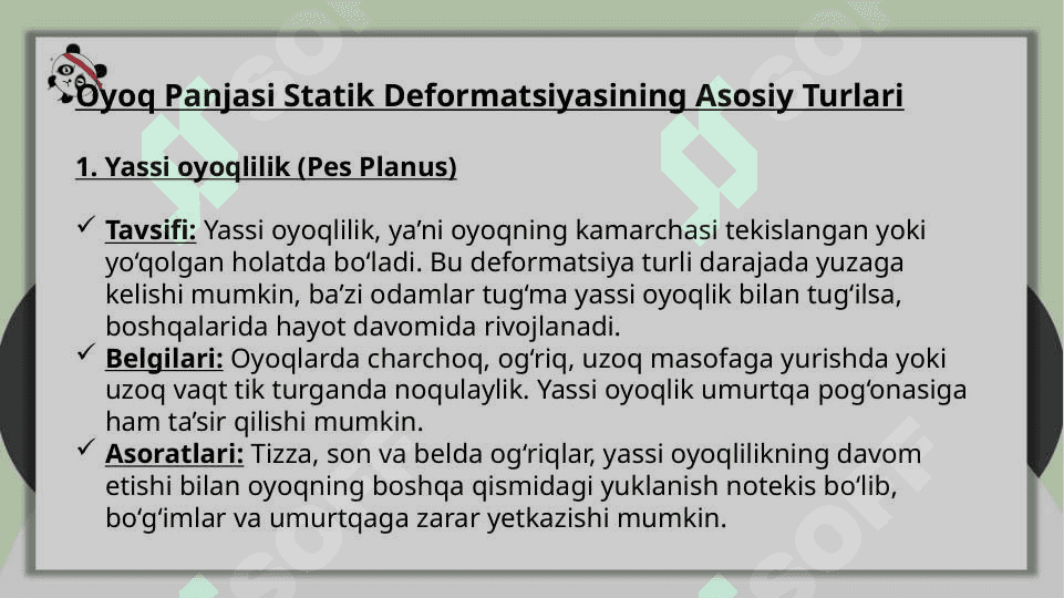 OYOQ PANJASI STATIK DEFORMATSIYASI 3