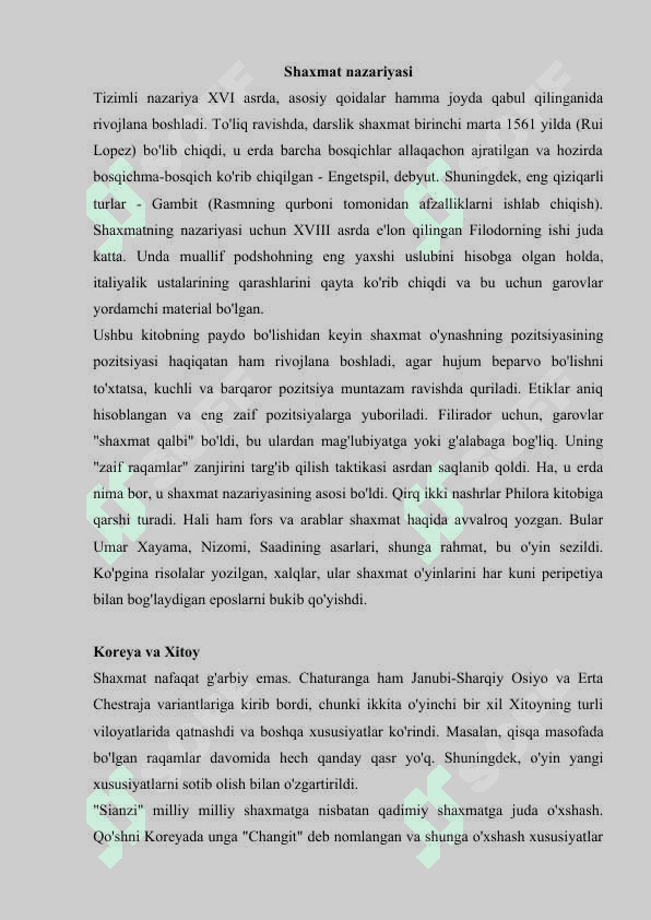SHAXMAT O'YININING KELIB CHIQISH  TARIXI 2