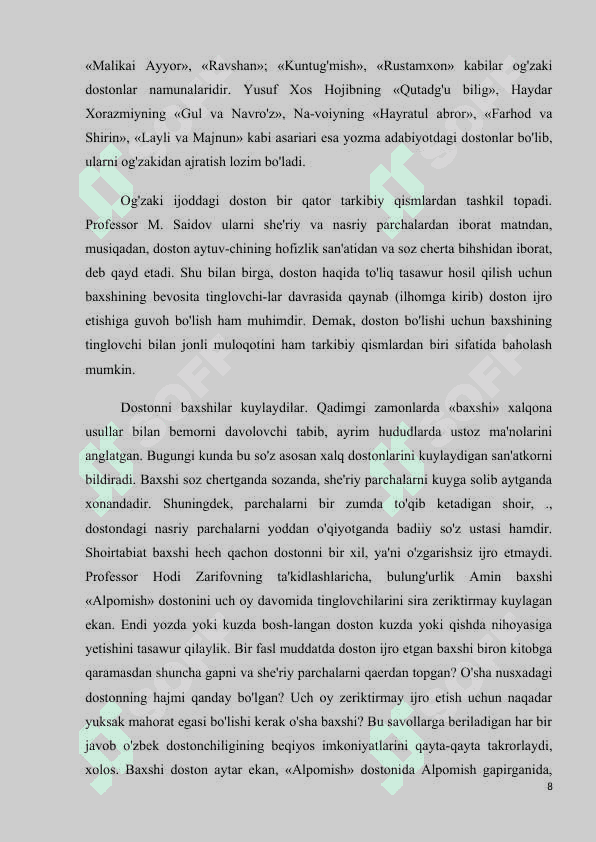 O’ZBEKISTONDA DOSTONCHILIK SAN’ATI 8