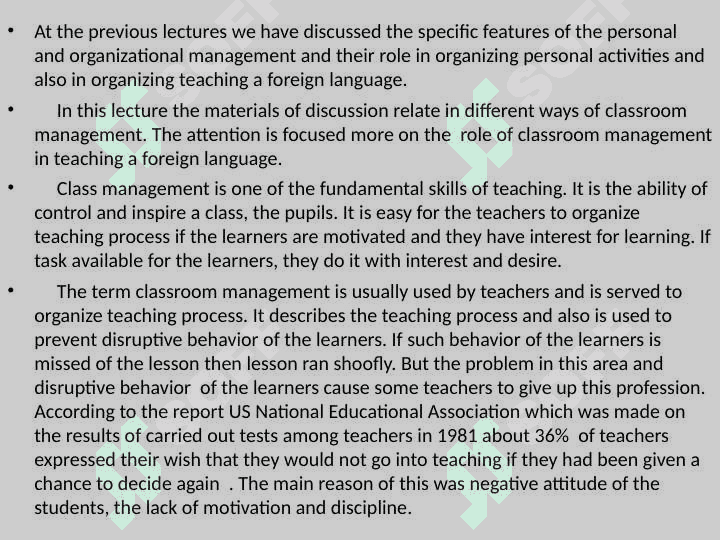 Classroom management 2