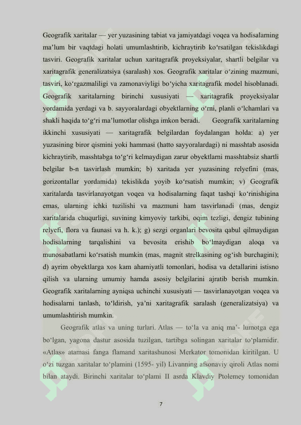 Geografik xaritalar va ularning turlari 6