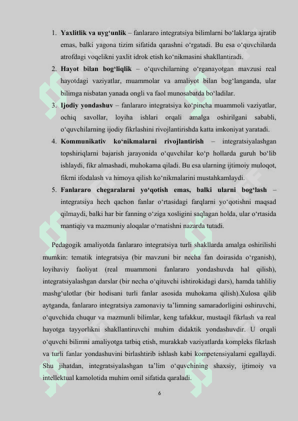BOSHLANG‘ICH TA’LIMDA FANLARARO INTEGRATSIYA 6
