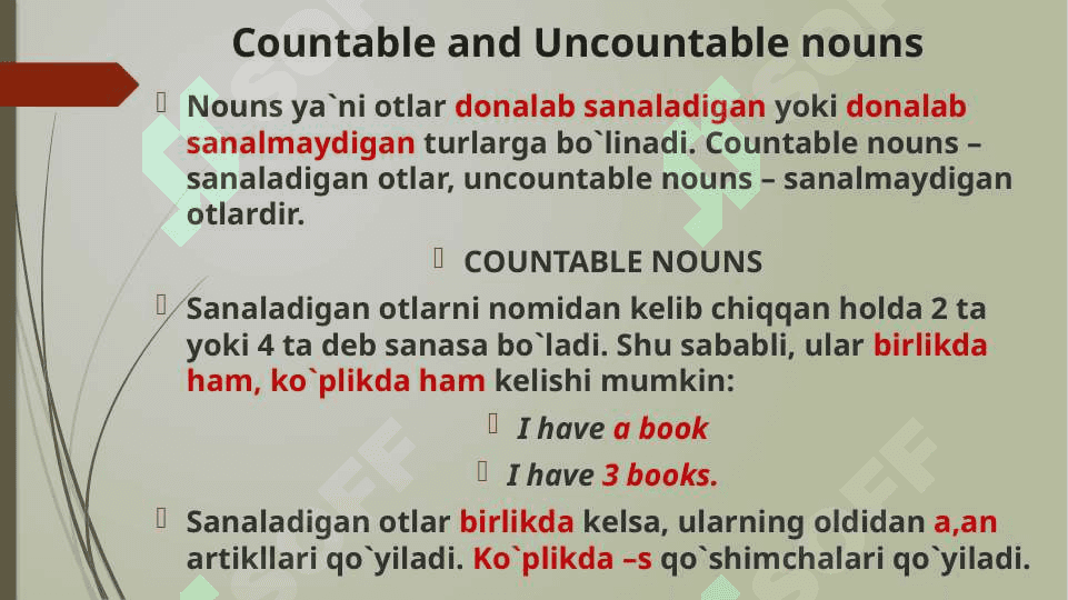 Countable and Uncountable nouns 2
